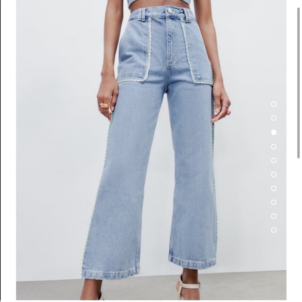 Zara High Rise Blue Flare Jeans